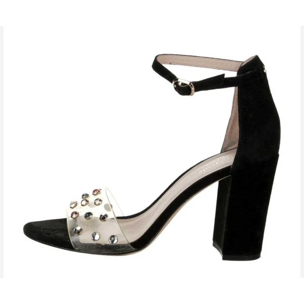 Kate Spade New York‎ Marci Black Heeled Sandals Embellished Strap Size 7.5